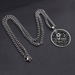 Collier en acier inoxydable <span class=keywords><strong>ERIC</strong></span> LEOTURE Symboles mystiques de l'abondance, porte-bonheur, hexagramme, yeux magiques, amulette, talisman arbre, bijoux - Product Image 6