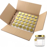 Pot en verre hexagonal de luxe 45 ml pour cadeaux de mariage, miel, confiture, bonbons, avec bâtonnet mélangeur – Meilleures ventes