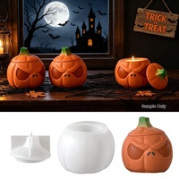 Moule en silicone pour pot de rangement citrouille d'Halloween Early Riser avec couvercle, support de bougie visage de diable, outil de décoration artisanale DIY