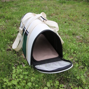 Cat Carrier Soft-<b>Sided</b> Breathable Round <b>White</b> And Green Oxford Pet Travel <b>Bag</b> For Cats - Product Image 4