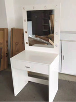 Table de toilette éclairée par LED avec tiroirs, bureau de maquillage compact pour petits espaces, chambre à coucher, meubles de salle de bain avec miroir