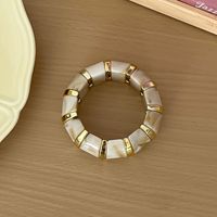 Nouveauté : Bracelet élastique perlé en résine colorée, style bohème, géométrique, en acrylique et bambou, pour femme