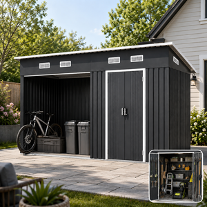 <span class=keywords><strong>Abri</strong></span> de jardin en métal noir SEEYES, <span class=keywords><strong>abri</strong></span> pour vélos, rangement pour bacs, <span class=keywords><strong>abri</strong></span> utilitaire extérieur, pour cour, vente en gros, OEM, ODM, commandes en gros - Product Image 1