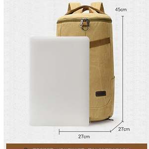 กระเป๋าเป้สะพายหลังผ้าแคนวาสแบบยูนิเซ็กซ์ ขนาดใหญ่ พร้อมพอร์ต USB  รับสกรีนโลโก้  สไตล์วินเทจทันสมัย เหมาะสำหรับเรียนและเดินทาง - Product Image 4