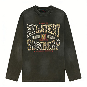 <span class=keywords><strong>T</strong></span>-shirt à manches longues gris foncé délavé style streetwear américain, imprimé léopard zèbre, lettrage graphique, coupe ample et oversize - Product Image 1