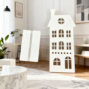 Adorno de Madera para el Hogar, Mini Casa de Álamo Cortada con Láser, Decoración Navideña para Escritorio, Regalo - Product Image 4
