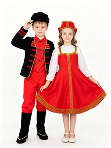 Disfraces de Halloween para niños, disfraz de bailarina rusa, sarafan rojo, vestido de fantasía folclórico, ropa tradicional rusa para niños - Product Image 3