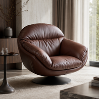 Fauteuil pivotant d'appoint en cuir écologique de style Mid-Century pour zone de réception, mobilier commercial