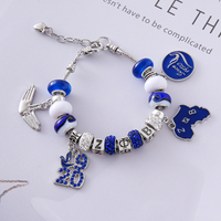 Charmant Designer Sororité Zeta Phi Beta Bijoux Bleu Royal et Blanc Ton Grec ZPB 1920 Colombe Symbole Perlé Sororité Bracelet