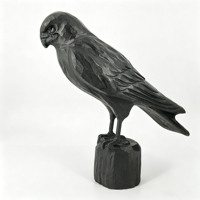 Sculpture d'hibou en fonte texturée, statue d'oiseau sur base de souche d'arbre, artisanat sculpté à la main, décoration de jardin extérieur, cadeau d'Halloween
