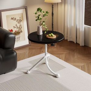 Table basse ronde, table d'appoint, plateau en bois, pieds en métal, table d'appoint de style méditerranéen pour le salon - Product Image 2