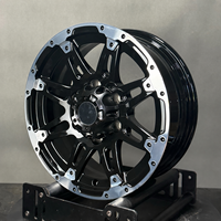 Jante de roue automobile multi-rayons noire et argentée avec bord extérieur usiné et détail de rivets décoratifs pour SUV et camionnettes