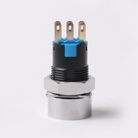 Interrupteur rotatif en métal en acier inoxydable 16mm 5A 250V Interrupteur à clé à 3 positions