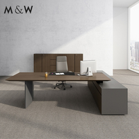 M & W Bureaux de luxe en bois moderne en forme de L Table de bureau en placage de patron Mobilier de bureau