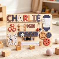 Tableau d'activités Montessori personnalisé en bois pour tout-petits, jouet sensoriel avec horloge, engrenages, lacets, fermetures éclair et loquets, cadeau pour la motricité fine
