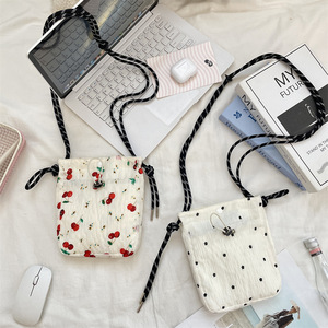 Bolsa para Telefone com Estampa <span class=keywords><strong>Floral</strong></span>, Mini Bolsa de Lona Multifuncional com Cordão, Bolsa de Ombro Casual Versátil - Product Image 2