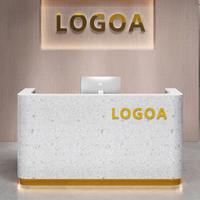 Comptoir de réception moderne avec logo personnalisé, base lumineuse LED, bureau de caisse pour salon de beauté, bureau, hall d'hôtel