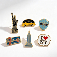 Pin Enamel Kustom Suvenir Pemandangan Kota Berlapis Emas, Lencana Logam Enamel Keras, Hadiah Pribadi Grosir