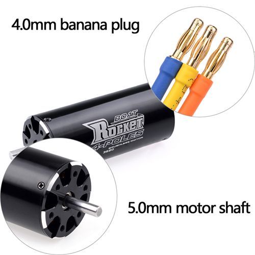 Surpass Hobby Rocket 3680 Brushless Motor For RC Boats – 1100KV With Water Cooling Jacket | High Torque, 4-Pole Design
