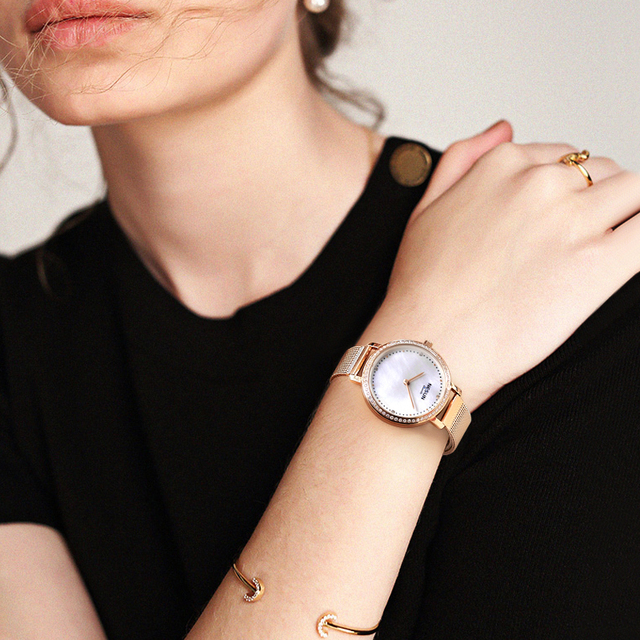 NESUN Elegant Women's Ultra-Thin Quartz Watch: Stainless Steel, Water-Resistant, Minimalist Casual Style