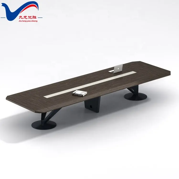 Venta directa de fábrica, mesa de reuniones de conferencias, Base de acero recubierta, mesa de conferencias de oficina, mesa de madera personalizada, reunión