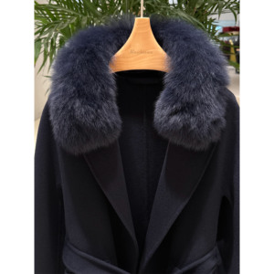 <span class=keywords><strong>Manteau</strong></span> d'hiver en laine pour <span class=keywords><strong>femme</strong></span> <span class=keywords><strong>bleu</strong></span> <span class=keywords><strong>marine</strong></span>, style européen, avec grand col en vraie fourrure de renard, <span class=keywords><strong>long</strong></span> <span class=keywords><strong>manteau</strong></span> en cachemire double face pour <span class=keywords><strong>femme</strong></span> - Product Image 4