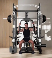 Rack de musculation tout-en-un commercial avec croisement de câbles, combiné à une machine à squats multifonctionnelle et une machine Smith