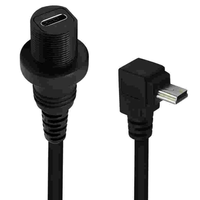 Câble USB coaxial optique étanche mâle-femelle vers Mini 5P avec gaine en PVC pour montage encastré sur tableau de bord de voiture, bateau, moto
