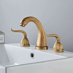 Juego <span class=keywords><strong>de</strong></span> Grifos para Lavabo <span class=keywords><strong>de</strong></span> Latón Estilo Europeo, Grifo Mezclador Antiguo <span class=keywords><strong>de</strong></span> Dos Manijas y <span class=keywords><strong>Tres</strong></span> Orificios para Bañera - Product Image 2