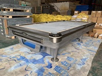 Table de billard américaine professionnelle 9FT en promotion avec retour de balles, pieds en bois massif, coussinets en caoutchouc, surface de jeu en ardoise 3 pièces de 25 mm