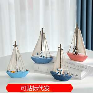 Modellino di <span class=keywords><strong>barca</strong></span> <span class=keywords><strong>a</strong></span> <span class=keywords><strong>vela</strong></span> mediterranea retrò colorata e <span class=keywords><strong>barca</strong></span> in legno Hailan, articoli decorativi, decorazione per la casa, accessori per la fotografia professionale - Product Image 2