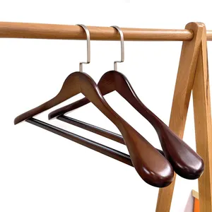 Wholesale Custom Logo Classical Standard Adult Solid Cloth Hangers Antique Color Wooden Hanger For Clothes