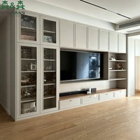 Meubles de rangement muraux modulaires et ajustables en bois pour salon, compatibles avec les téléviseurs 65 pouces, idéaux pour appartement