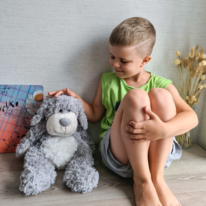 <span class=keywords><strong>Peluche</strong></span> de Perro Gris y Esponjoso, <span class=keywords><strong>Peluche</strong></span> de Cachorro Suave, <span class=keywords><strong>Peluche</strong></span> de Perro Rizado para Niños, Fabricante Personalizado de Peluches Pequeños OEM - Product Image 3