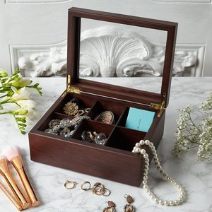 Wooden Tea Storage Box 6 Compartments With Lid Rectangular Desktop Organizer Solid Color Walnut Wood - Product Image 2