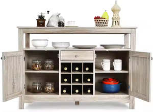 <span class=keywords><strong>Buffet</strong></span> moderne à <span class=keywords><strong>deux</strong></span> <span class=keywords><strong>portes</strong></span> Boho Farmhouse Armoire de rangement pour le vin Café Bar Meubles pour la maison Salle à manger - Product Image 2