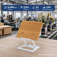 Support de lecture en bois réglable et pliable pour la maison/le bureau, commande en gros, support pour ordinateur portable et tablette pour bibliothèque d'entreprise