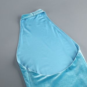 GX1505 <span class=keywords><strong>Abito</strong></span> Lungo di Lusso in Velluto con Schiena Scoperta e Frange, Senza Maniche, Halter, per Feste ed Eventi Serali - Product Image 5