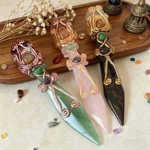 Artesanías de Cristal al por Mayor, Obsidiana Natural, Cristal Morado, Espadas Mágicas Talladas, Cristal para Brujería, Decoración del Hogar - Product Image 3