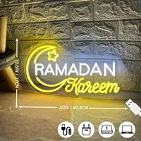 Enseigne néon Ramadan Kareem pour décoration murale, enseigne lumineuse Mubarak, art mural islamique, enseigne néon, écran d'affichage électronique festif