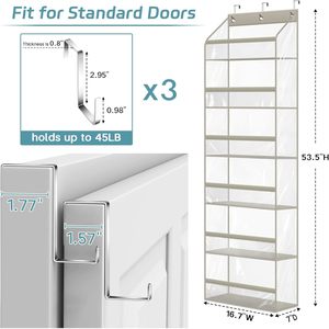 Clear Over The Door Hat Rack PVC Storage Organizer For Baseball Caps Closet Wall Mount <b>Hook</b> Type Grey - Product Image 6