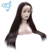 Wig rambut manusia lurus alami Brazil 12A tanpa proses, kutikula sejajar, kualitas XYS, wig lace front untuk wanita.