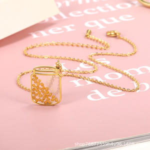 Collar de Joyería de Moda, Collar con Colgante para Mujer, Joyería Fina, Collar de Acero Inoxidable, Estilo Botella de los Deseos - Product Image 3