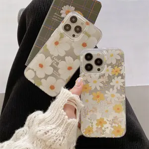 Simple creative flower for iPhone14promax phone case Apple 13pro anti-fall 12 laser 11 personality 14 tide brand 13
