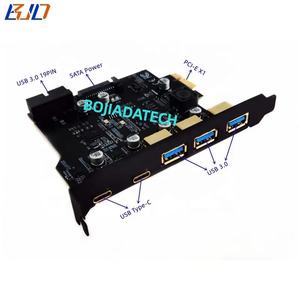 5 port 5Gbps USB <span class=keywords><strong>3.2</strong></span> <span class=keywords><strong>3</strong></span> tipe-a soket tipe C + 19PIN ke PCI-E 1X PCIE X1 kartu Riser ekspansi adaptor dengan daya SATA 15PIN - Product Image 2