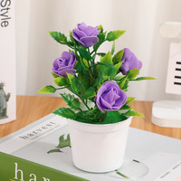 Décoration de bureau et de jardin : Plantes en pot pour lieux de mariage, roses artificielles en tissu de soie écologique et verdure