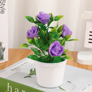 Pot de fleurs en plastique écologique et durable 2026 avec plateau, double couche, <span class=keywords><strong>petit</strong></span> pot de fleurs, décoration de bureau à domicile - Product Image 4