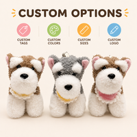 En gros Porte-clés chien en peluche, animaux en peluche Schnauzer, breloques de sac, ornements et pendentifs chiot de dessin animé pour sac à dos