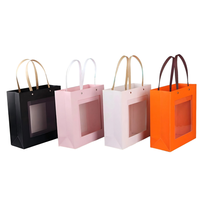 Transparente Quadratische Geschenkbox mit Fenster, Bronziert, Hohl, Faltbar, Raffia, Weiße Kartonverpackung mit Griff
