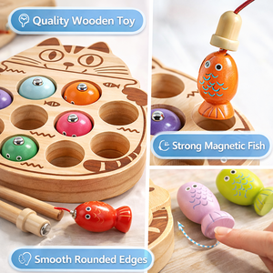 لعبة صيد السمك الخشبية الرائجة، ألعاب تعليمية مونتيسوري للتعلم المبكر للأطفال - Product Image 3